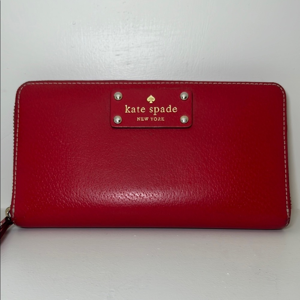 Kate Spade Red Leather zip around Wallet